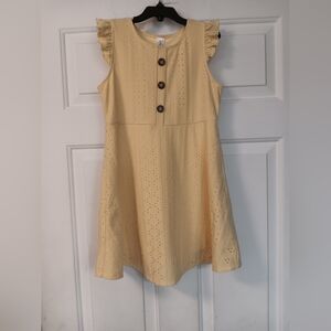 Yellow Eyelet Sleeveless Casual Dress 6X